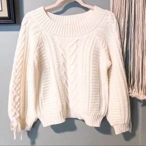 Knit Ribbon Laced Sweater Medium 